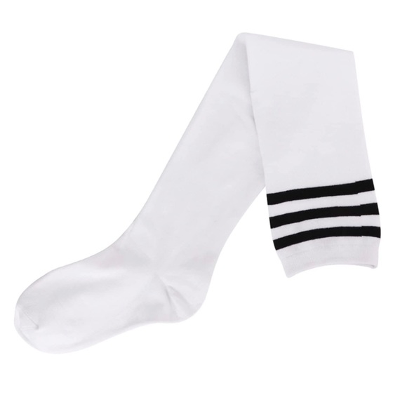 White Black Stripe Over the Knee Thigh High Socks - Picture 4 of 8